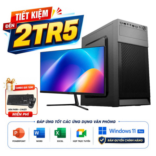 BỘ PC VP R5 5600GT | 8GB | 256GB | WIN 11 PRO BẢN QUYỀN | MÀN 22 INCH