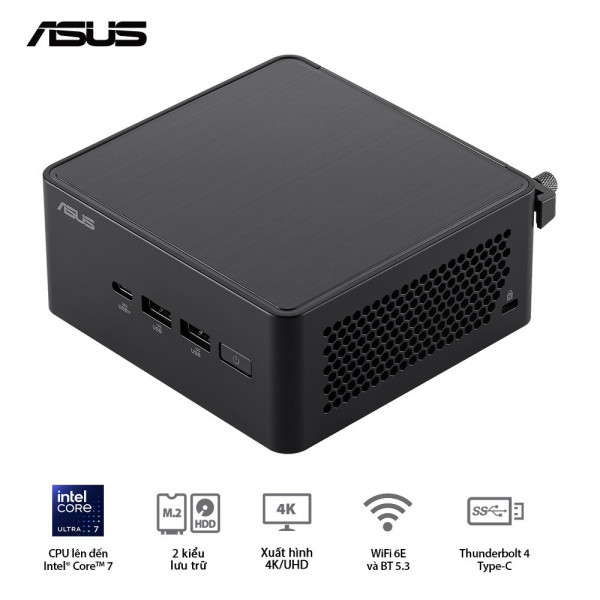 MÁY TÍNH ĐỂ BÀN ASUS NUC CPU INTEL CORE 3 100U/ 2X HDMI 2.1/2X THUNDERBOLT/ VESA MOUNT (RNUC14RVHI300000I)