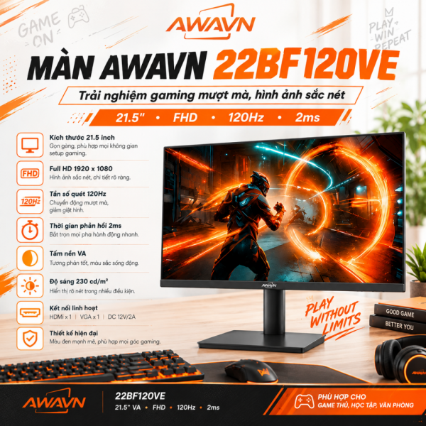 MÀN HÌNH AWAVN VN-22BF120VE (21.5 INCH/ FHD/ VA/ 120HZ/ 2MS)