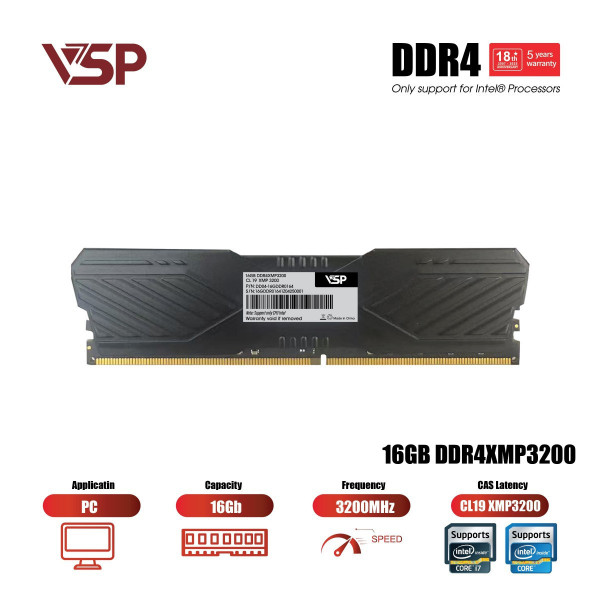 RAM VSP 16GB (1X16GB) BUS 3200 DDR4 CL19 ONLY INTEL (DDR4-16GDDR0164)