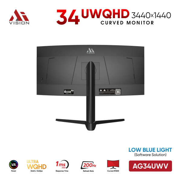MÀN HÌNH CONG GAMING AIVISION AG341UWV (34 INCH/ ULTRA WQHD/ VA /200HZ /1MS)