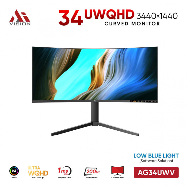MÀN HÌNH CONG GAMING AIVISION AG341UWV (34 INCH/ ULTRA WQHD/ VA /200HZ /1MS)