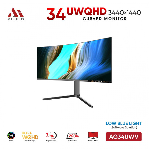 MÀN HÌNH CONG GAMING AIVISION AG341UWV (34 INCH/ ULTRA WQHD/ VA /200HZ /1MS)