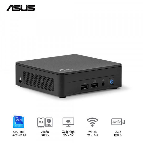BỘ MINI PC ASUS INTEL NUC13 PRO TALL RNUC13ANHI5 (I5-1340P/ 2XDDR4-3200 / 3XNVME, SATA/ 2X HDMI 2.1/2X DP 1.4A/ VESA MOUNT)