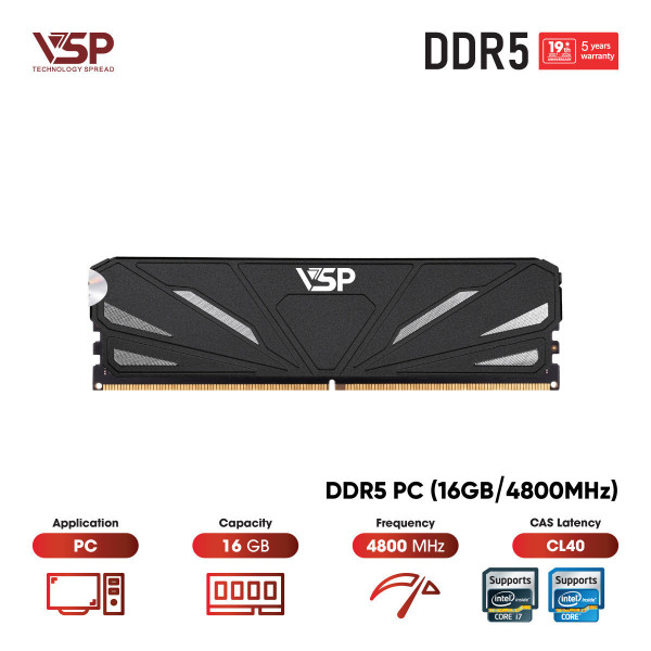 RAM VSP 16GB (1X16GB) BUS 4800MHZ DDR5 TẢN NHIỆT (INTEL)