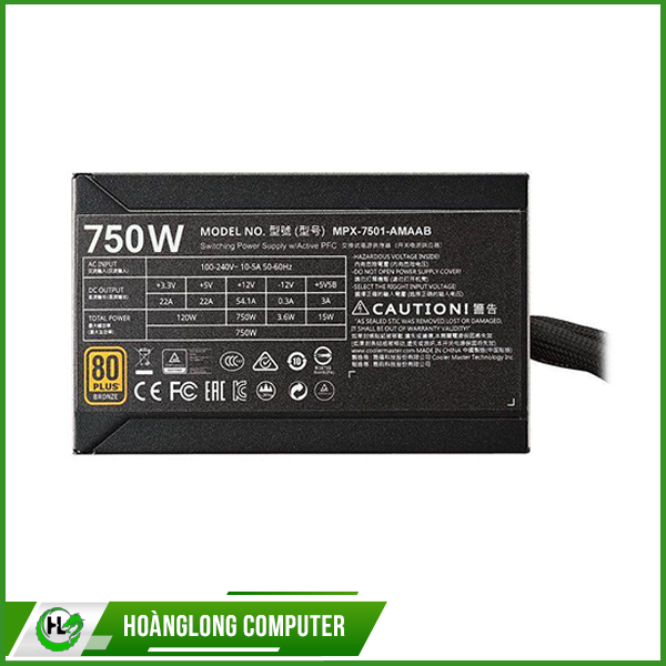 Nguồn máy tính Cooler Master MWE 750 BRONZE - V2 ( 750W hiệu suất 88%)