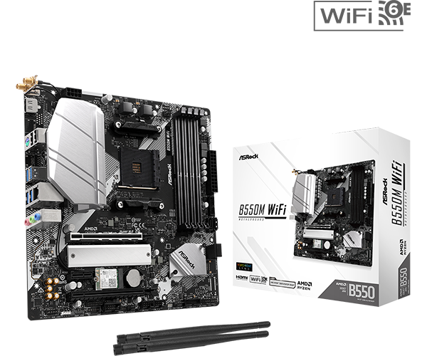 MAIN ASROCK B550M WIFI 6E+ BLUETOOTH (AMD B550, SOCKET AM4, M-ATX, 4 KHE RAM DDR4)