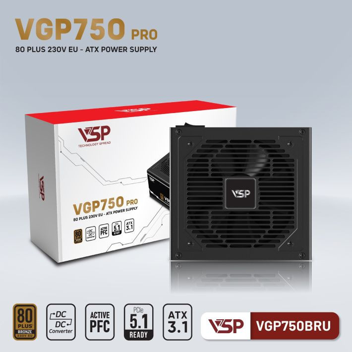 NGUỒN VSP VGP750BRU PRO (750W/ 80 PLUS BRONZE/ ATX/ ĐEN)