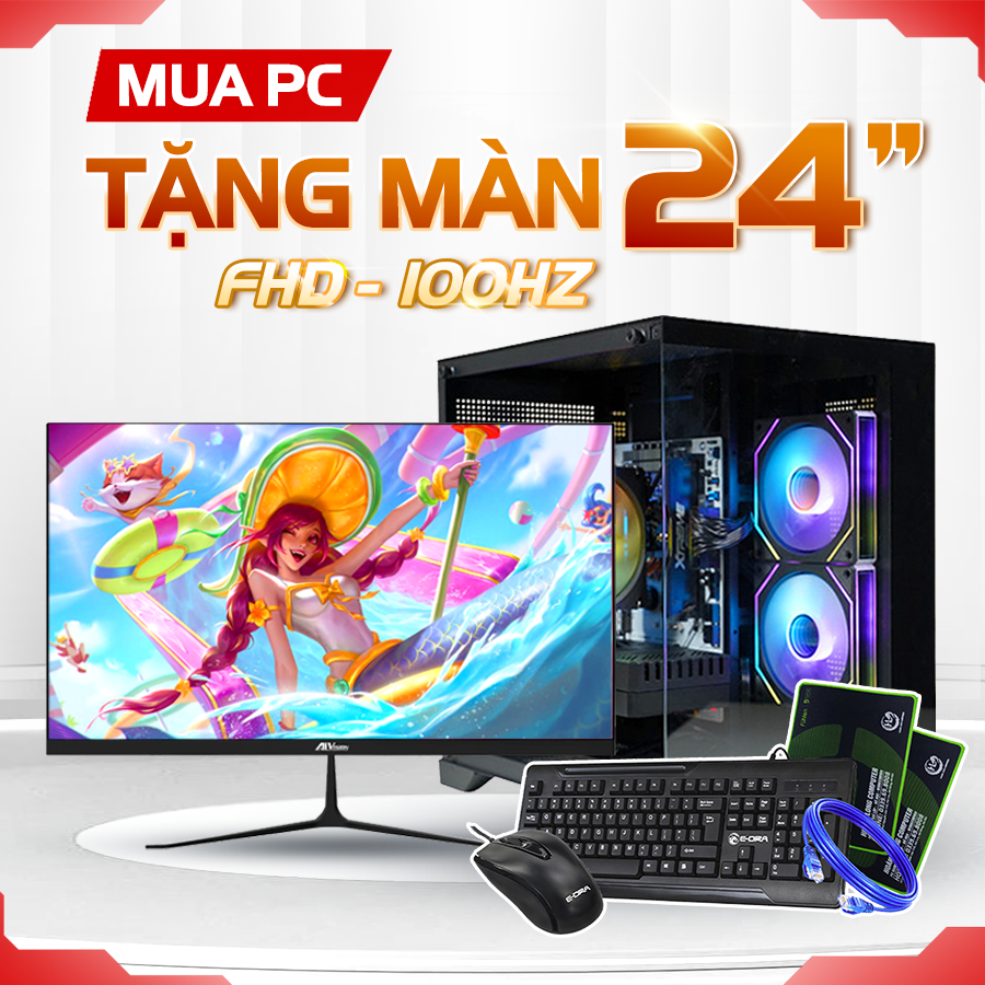TẶNG MÀN HÌNH 24 Inch{Core I3 13100F | GTX 1060 6G |Ram 16G | NVME 256G}{Q}